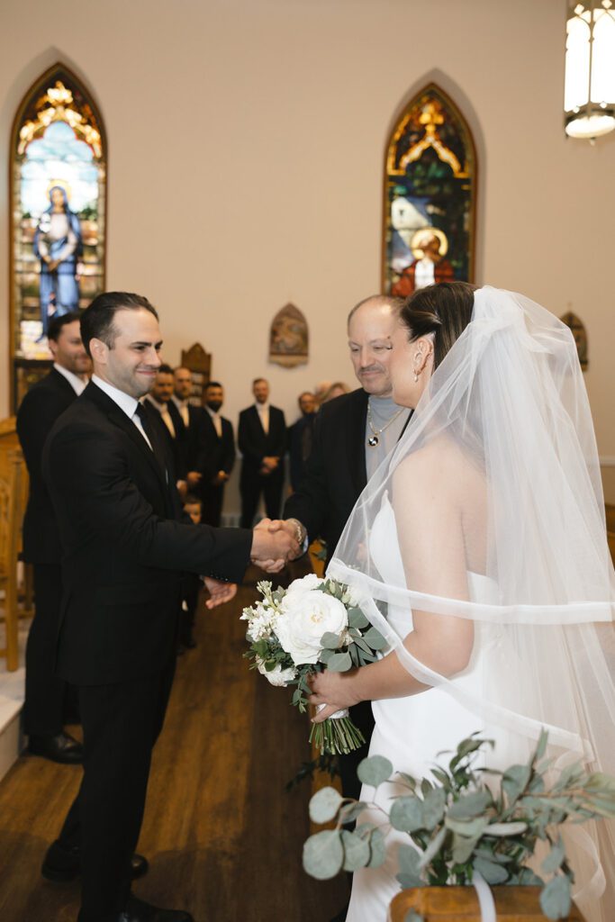 wedding ceremony at Church of the Holy Name of Mary