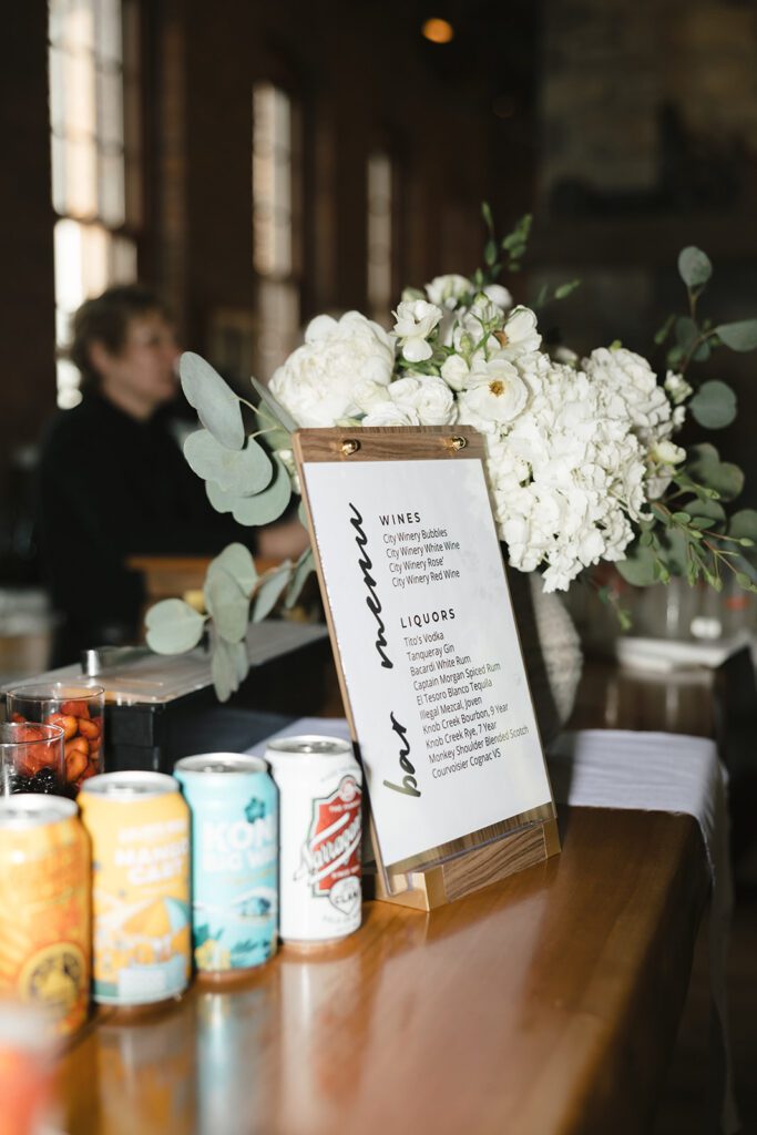 city winery wedding cocktail hour