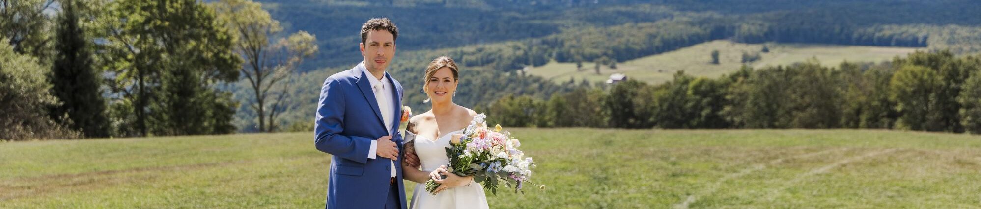 bride and groom wedding portrait on the hill of seminary hill