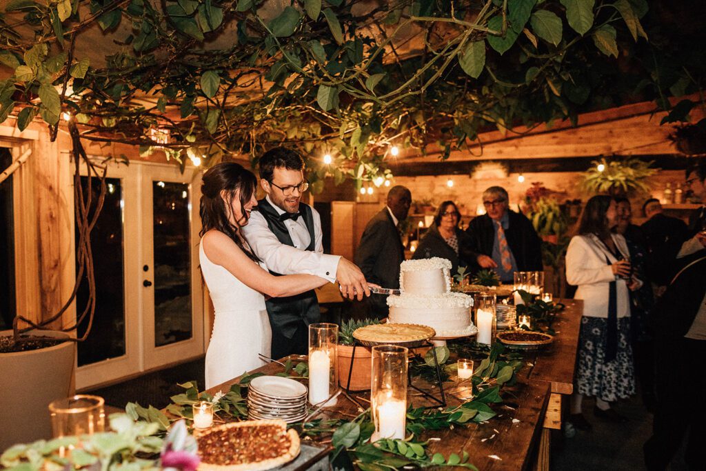 Wedding cake cutting at The Arnold House wedding