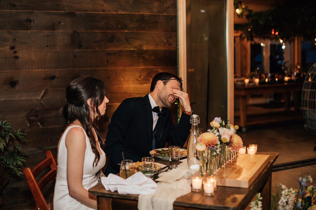 Reception dinner at The Arnold House wedding