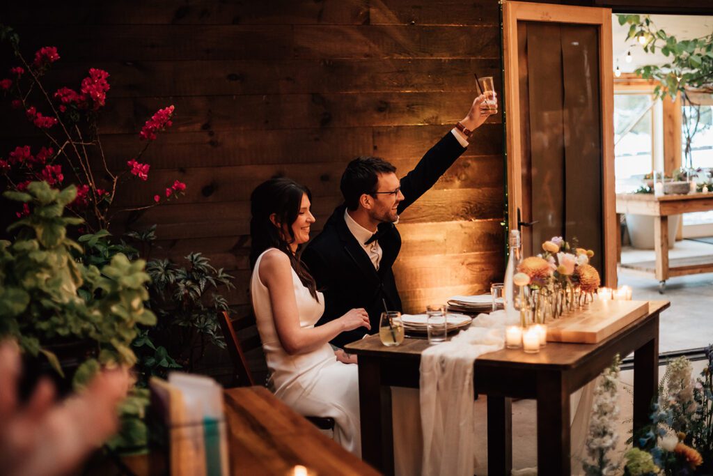 Reception dinner at The Arnold House wedding