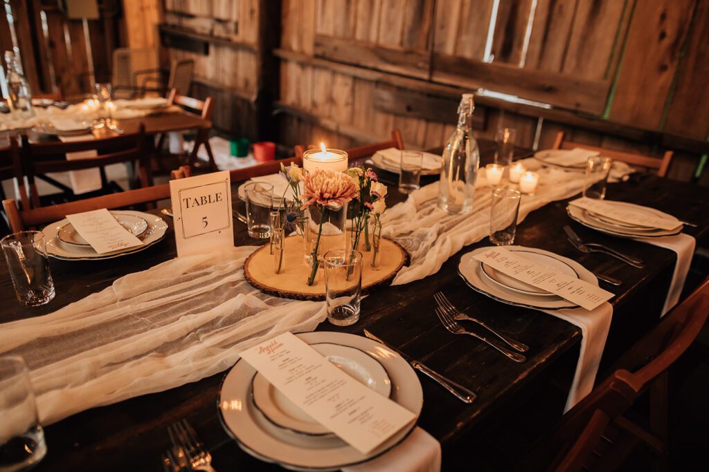wedding reception decor at the arnold house
