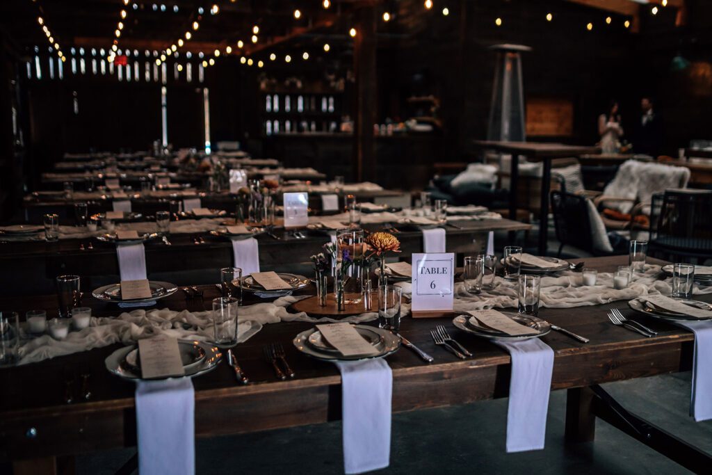 wedding reception decor at the arnold house