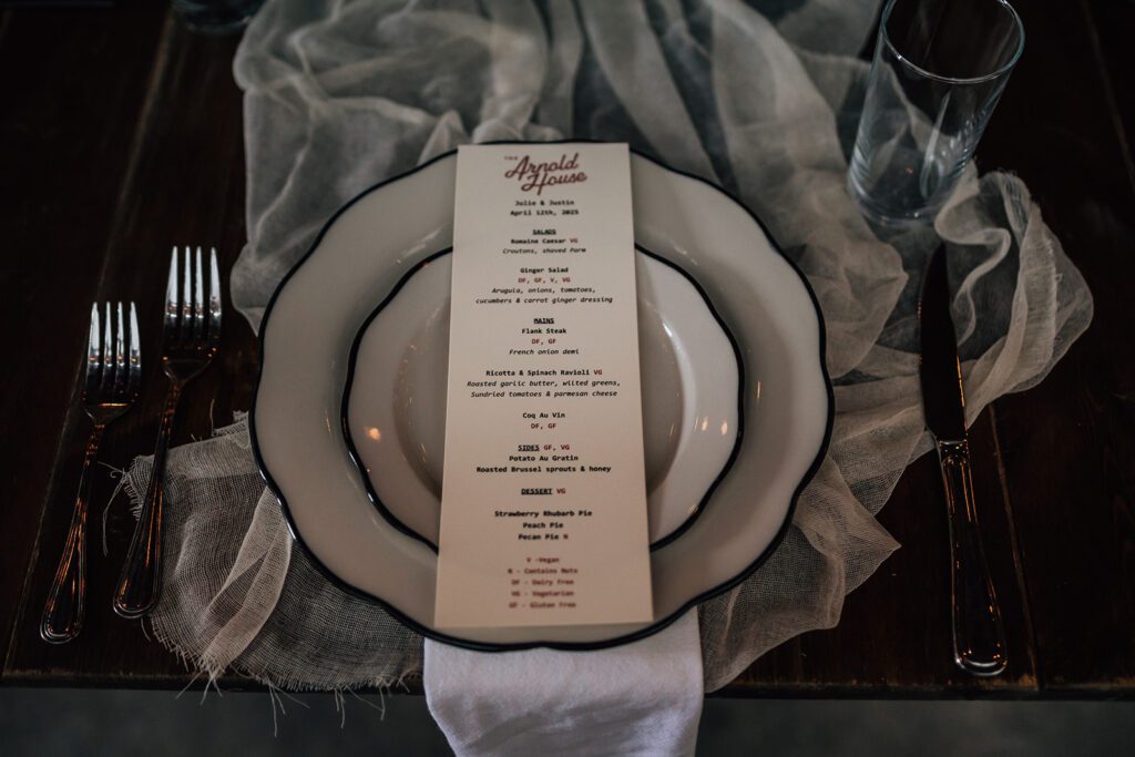 wedding reception decor at the arnold house