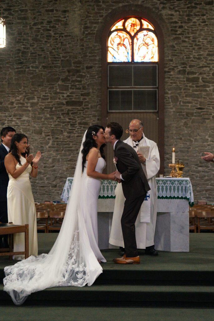 wedding ceremony at st peter's church in liberty