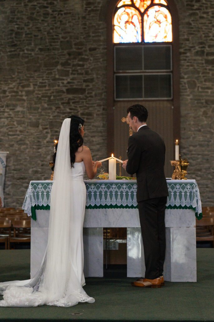 wedding ceremony at st peter's church in liberty