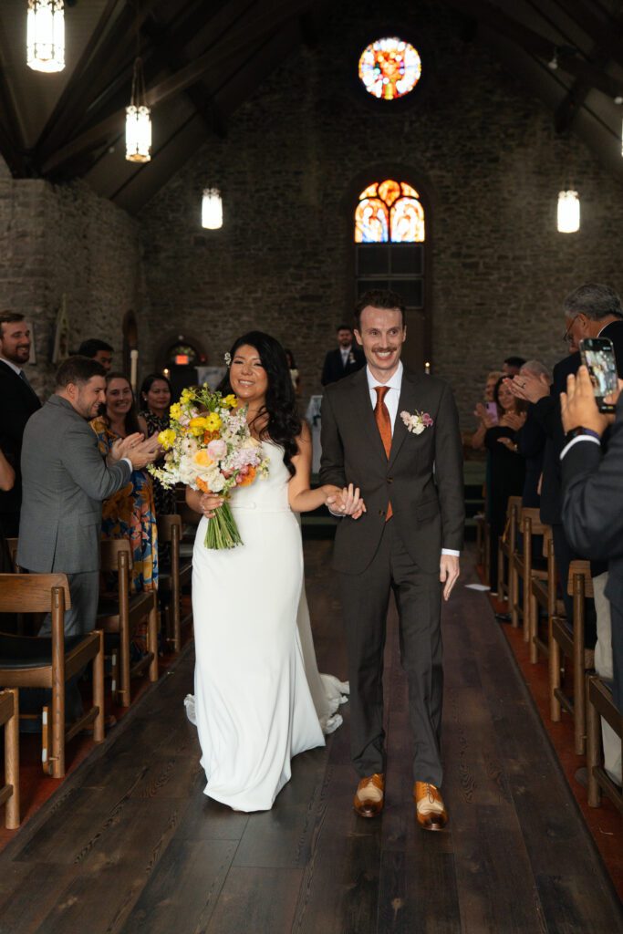 wedding ceremony at st peter's church in liberty