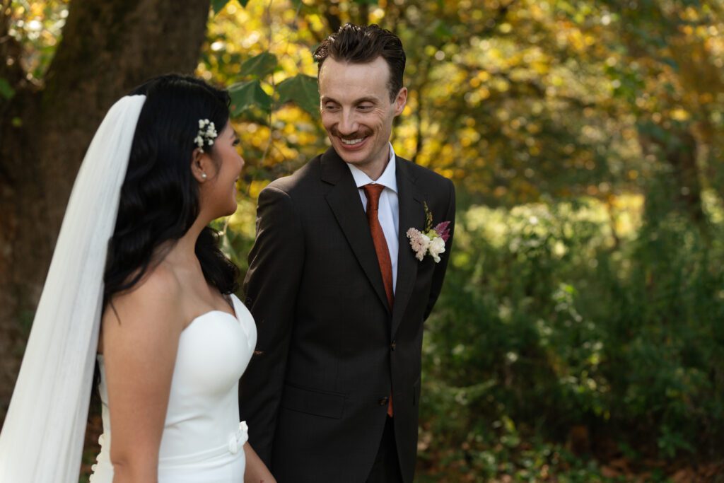 bride and groom outdoor portraits for their north branch inn wedding in the catskills
