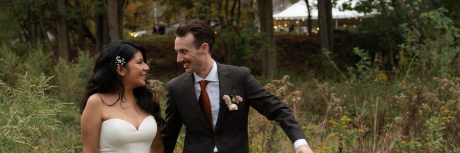 bride and groom outdoor portraits for their north branch inn wedding in the catskills