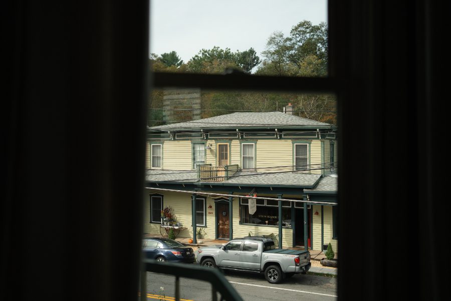 window view shot of the north branch inn from across the street