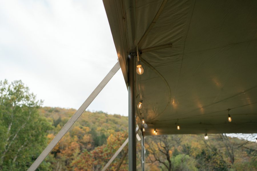 wedding reception decor details for tented fall wedding at north branch inn